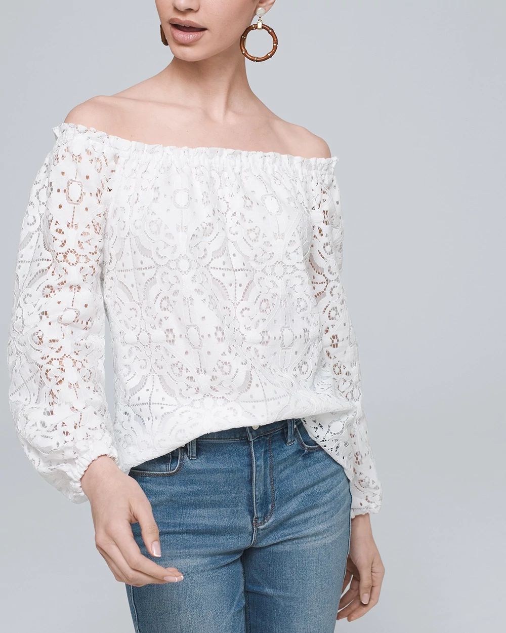 Off the Shoulder Lace Blouse White House Black Market